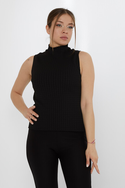 Kadın Triko Dik Yaka Siyah - 31658 | KAZEE - 2