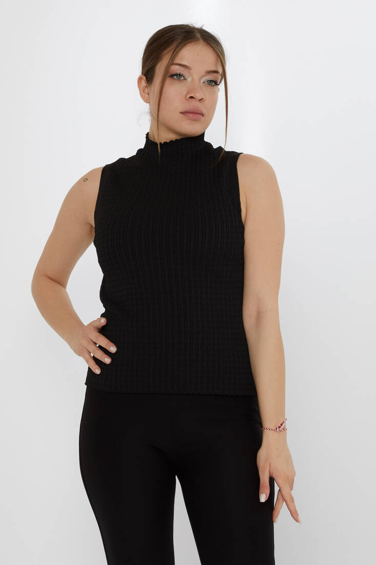 Kadın Triko Dik Yaka Siyah - 31658 | KAZEE - 2