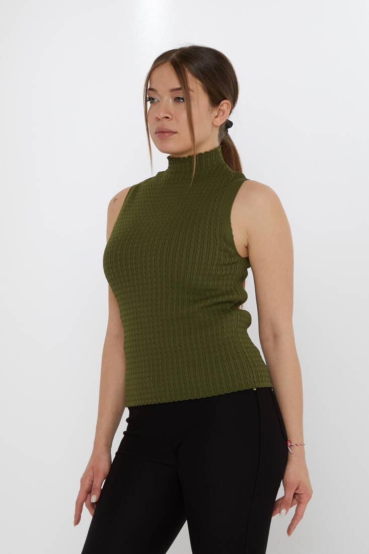 Kadın Triko Dik Yaka Vert - 31658 | KAZEE