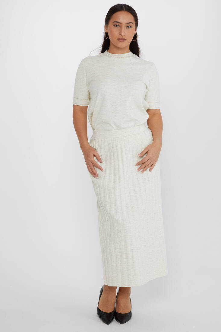 Kazee - Kadın Triko Etek Sim Detaylı Ekru - 31548 | KAZEE Kazee - Kadın Triko Etek Sim Detaylı Ekru - 31548 | KAZEE