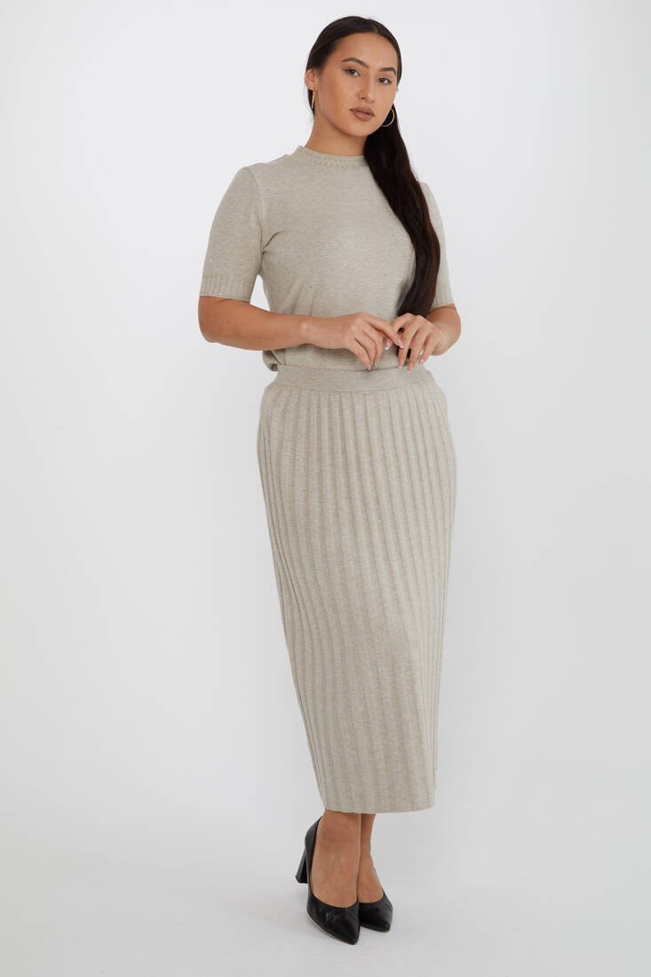 Kazee - Kadın Triko Etek Sim Detaylı Vizon - 31548 | KAZEE Kazee - Kadın Triko Etek Sim Detaylı Vizon - 31548 | KAZEE