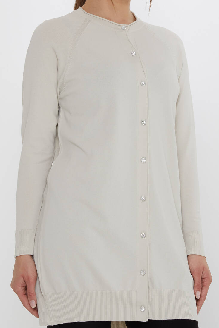 Kadın Triko Hırka Düğme Detaylı Açık Bej - 31846 | KAZEE Kadın Triko Hırka Düğme Detaylı Açık Bej - 31846 | KAZEE