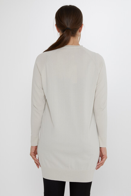 Kadın Triko Hırka Düğme Detaylı Açık Bej - 31846 | KAZEE - Thumbnail