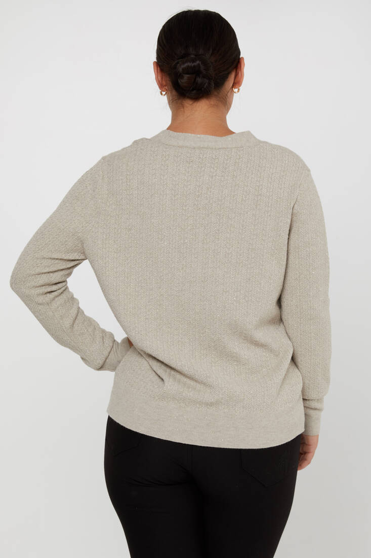 Kadın Triko Hırka Düğme Detaylı Bej - 31052 | KAZEE Kadın Triko Hırka Düğme Detaylı Bej - 31052 | KAZEE