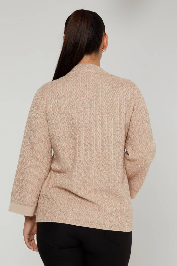 Kadın Triko Hırka Simli Bej - 30710 | KAZEE Kadın Triko Hırka Simli Bej - 30710 | KAZEE