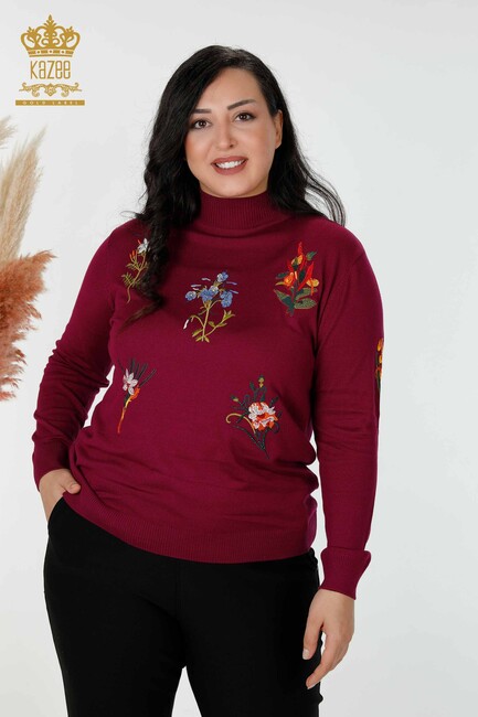 Kazee - Kadın Triko Kazak Taş İşlemeli Eflatun - 16852 | KAZEE Kazee - Kadın Triko Kazak Taş İşlemeli Eflatun - 16852 | KAZEE