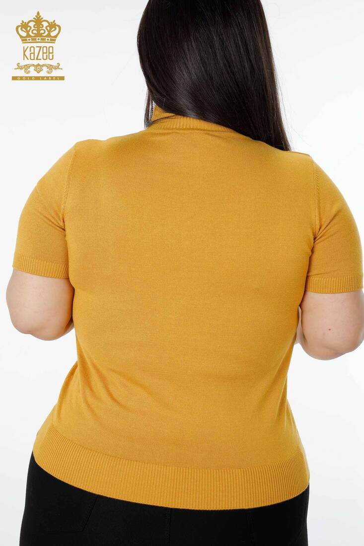 Kadın Triko Kazak Taşlı Safran - 16950 | KAZEE Kadın Triko Kazak Taşlı Safran - 16950 | KAZEE