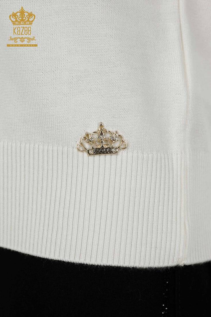 Kadın Triko Kazee Logolu Ekru - 30254 | KAZEE Kadın Triko Kazee Logolu Ekru - 30254 | KAZEE