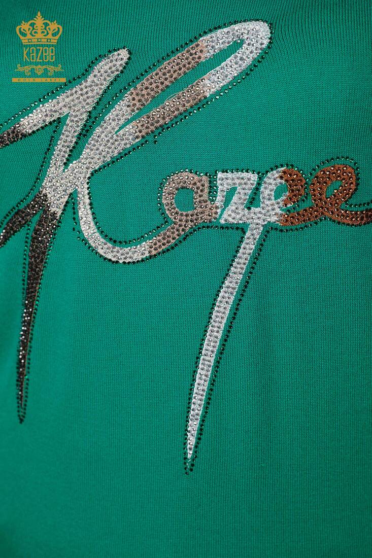 Kadın Triko Kazee Yazılı Yeşil - 16619 | KAZEE