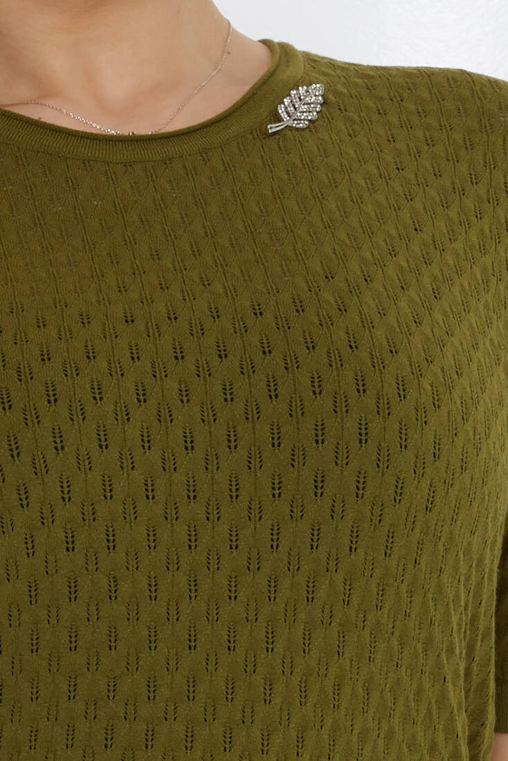 Kadın Triko Kendinden Desenli Koyu Yeşil - 31811 | KAZEE Kadın Triko Kendinden Desenli Koyu Yeşil - 31811 | KAZEE