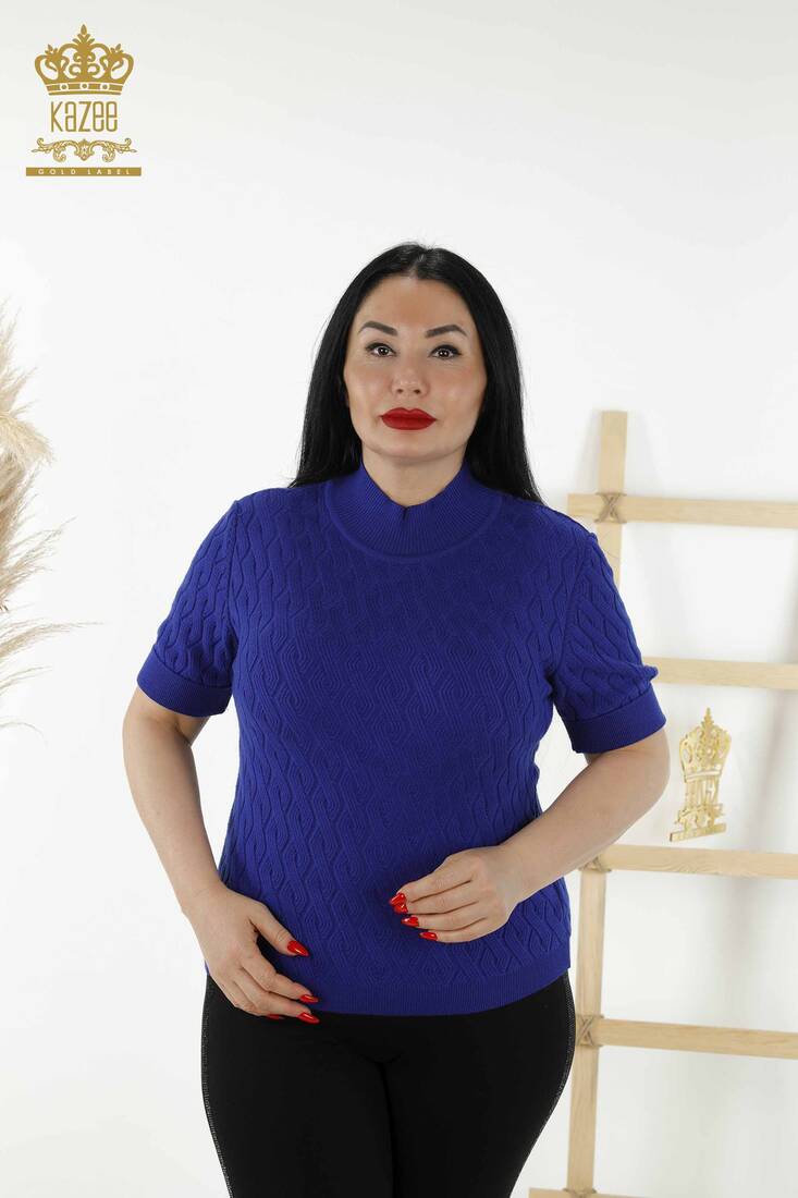 Kadın Triko Kısa Kol Saks - 16181 | KAZEE Kadın Triko Kısa Kol Saks - 16181 | KAZEE