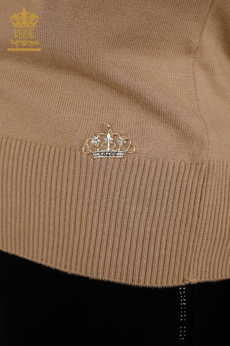 Kadın Triko Kısa Kollu Bej - 30255 | KAZEE Kadın Triko Kısa Kollu Bej - 30255 | KAZEE