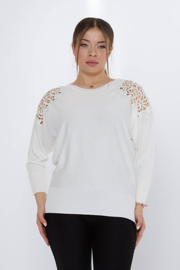 Kazee - Kadın Triko Omuz Detaylı Ekru - 31288 | KAZEE Kazee - Kadın Triko Omuz Detaylı Ekru - 31288 | KAZEE