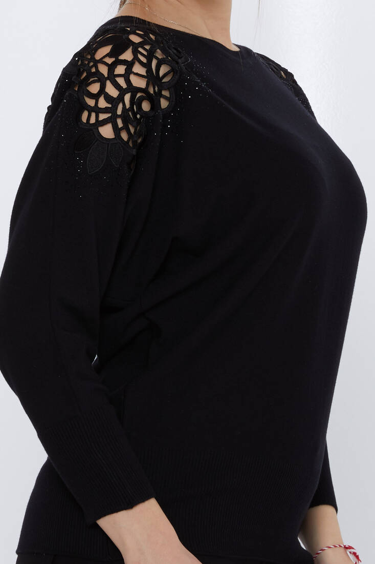 Kadın Triko Omuz Detaylı Siyah - 31288 | KAZEE