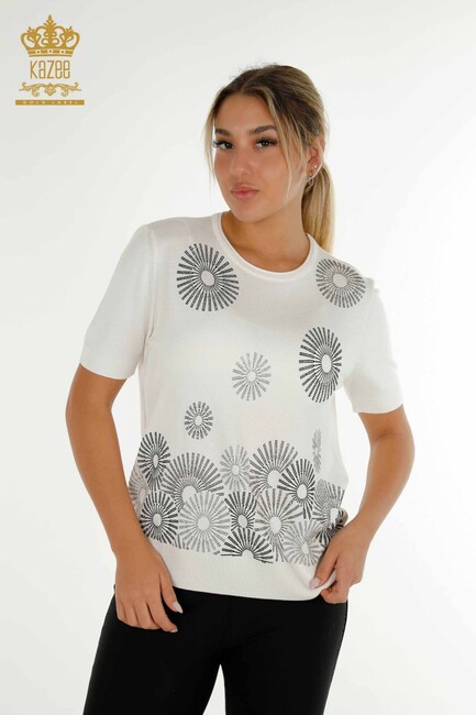 Kazee - Kadın Triko Taş Detaylı Ekru - 30318 | KAZEE Kazee - Kadın Triko Taş Detaylı Ekru - 30318 | KAZEE