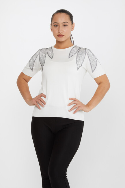 Kazee - Kadın Triko Taş Detaylı Ekru - 30792 | KAZEE Kazee - Kadın Triko Taş Detaylı Ekru - 30792 | KAZEE