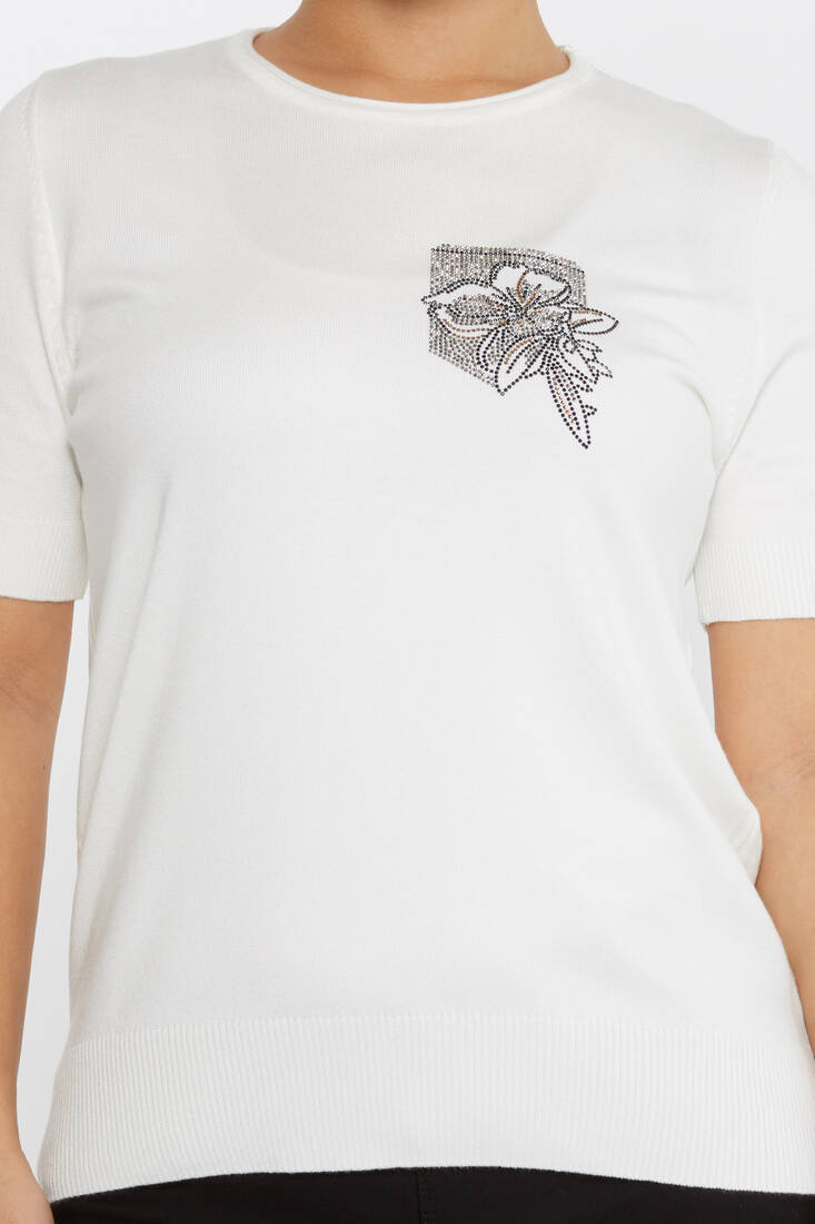 Kadın Triko Taş Detaylı Ekru - 31594 | KAZEE Kadın Triko Taş Detaylı Ekru - 31594 | KAZEE