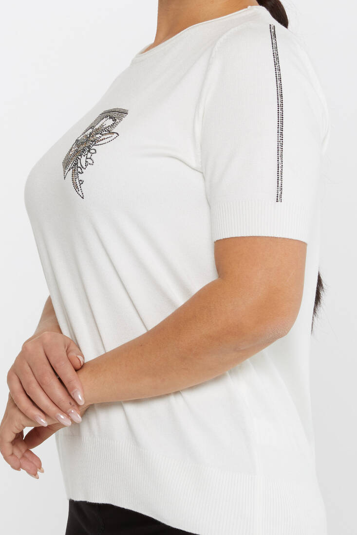 Kadın Triko Taş Detaylı Ekru - 31594 | KAZEE Kadın Triko Taş Detaylı Ekru - 31594 | KAZEE