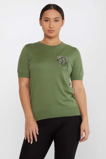 Kazee - Kadın Triko Taş Detaylı Haki - 31594 | KAZEE Kazee - Kadın Triko Taş Detaylı Haki - 31594 | KAZEE