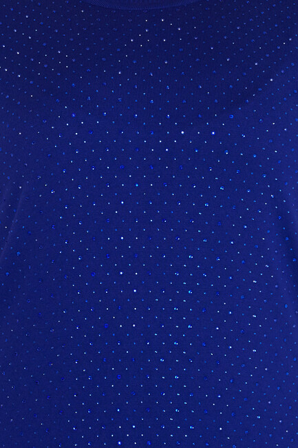 سترة نسائية محبوكة بتفاصيل حجرية من طراز أمريكي ساكسفون - 31864 | كازي - Thumbnail