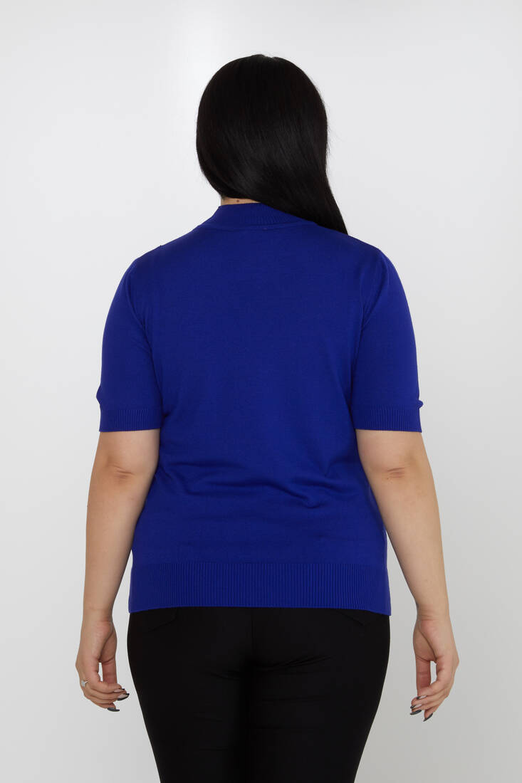 سترة نسائية محبوكة بتفاصيل حجرية من طراز أمريكي ساكسفون - 31864 | كازي