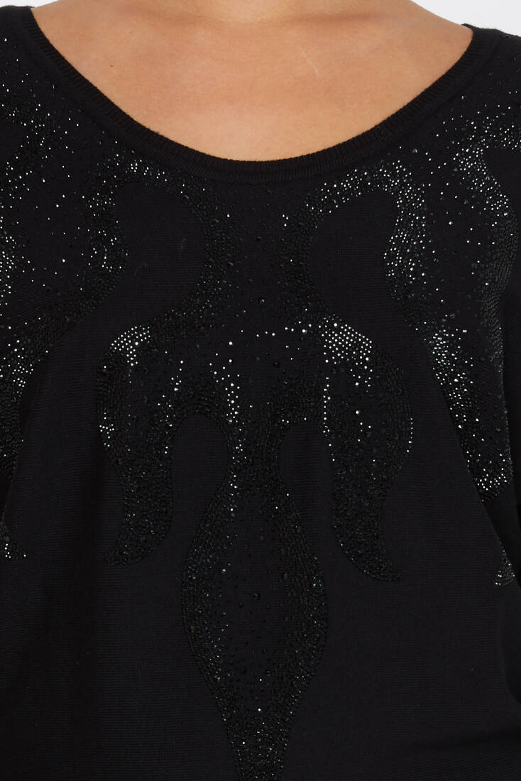 Kadın Triko Taş Detaylı Siyah - 30996 | KAZEE Kadın Triko Taş Detaylı Siyah - 30996 | KAZEE