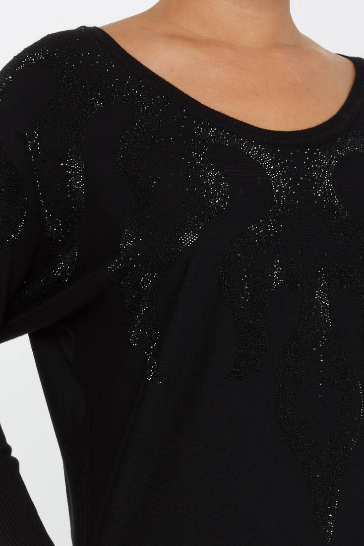 Kadın Triko Taş Detaylı Siyah - 30996 | KAZEE Kadın Triko Taş Detaylı Siyah - 30996 | KAZEE
