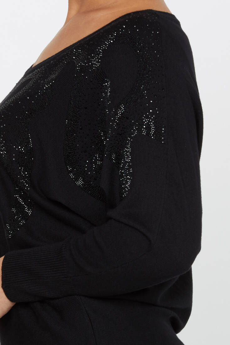Kadın Triko Taş Detaylı Siyah - 30996 | KAZEE Kadın Triko Taş Detaylı Siyah - 30996 | KAZEE