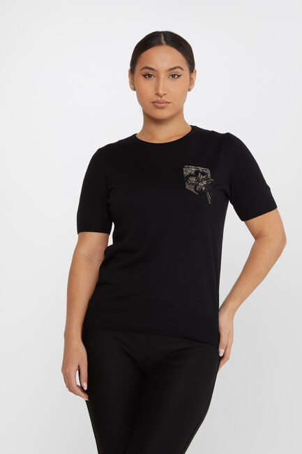 Kazee - Kadın Triko Taş Detaylı Siyah - 31594 | KAZEE Kazee - Kadın Triko Taş Detaylı Siyah - 31594 | KAZEE