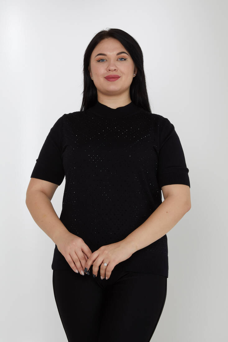 Kazee - Kadın Triko Taş Detaylı Siyah - 31864 | KAZEE Kazee - Kadın Triko Taş Detaylı Siyah - 31864 | KAZEE