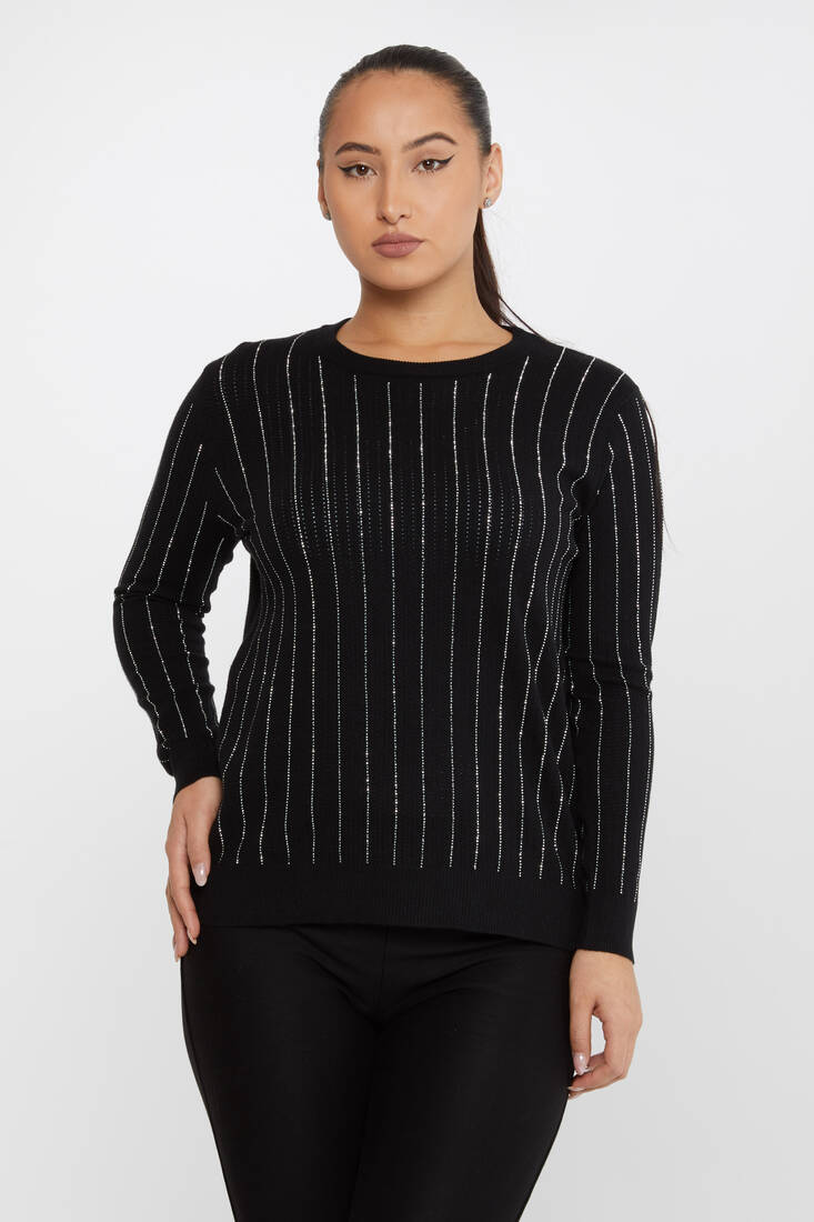 Kazee - Kadın Triko Taş Detaylı Siyah-Ekru - 31110 | KAZEE Kazee - Kadın Triko Taş Detaylı Siyah-Ekru - 31110 | KAZEE