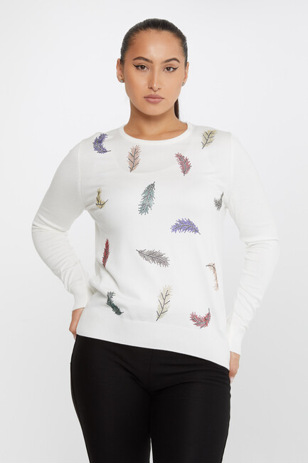 KAZEE - Kadın Triko Taş Detaylı Uzun Kollu Ekru - 31569 | KAZEE KAZEE - Kadın Triko Taş Detaylı Uzun Kollu Ekru - 31569 | KAZEE