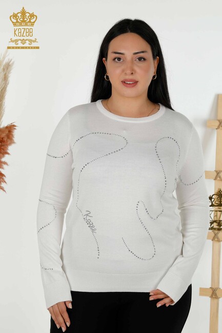 Kazee - Kadın Triko Taş İşlemeli Ekru - 30157 | KAZEE Kazee - Kadın Triko Taş İşlemeli Ekru - 30157 | KAZEE