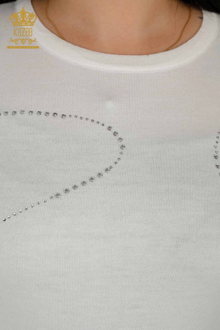Kadın Triko Taş İşlemeli Ekru - 30157 | KAZEE Kadın Triko Taş İşlemeli Ekru - 30157 | KAZEE