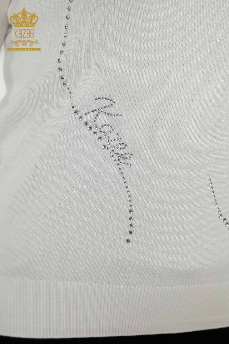 Kadın Triko Taş İşlemeli Ekru - 30157 | KAZEE Kadın Triko Taş İşlemeli Ekru - 30157 | KAZEE
