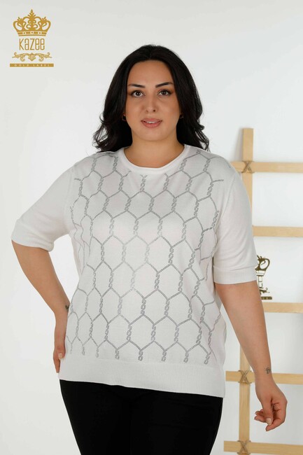 Kazee - Kadın Triko Taş İşlemeli Ekru - 30317 | KAZEE Kazee - Kadın Triko Taş İşlemeli Ekru - 30317 | KAZEE
