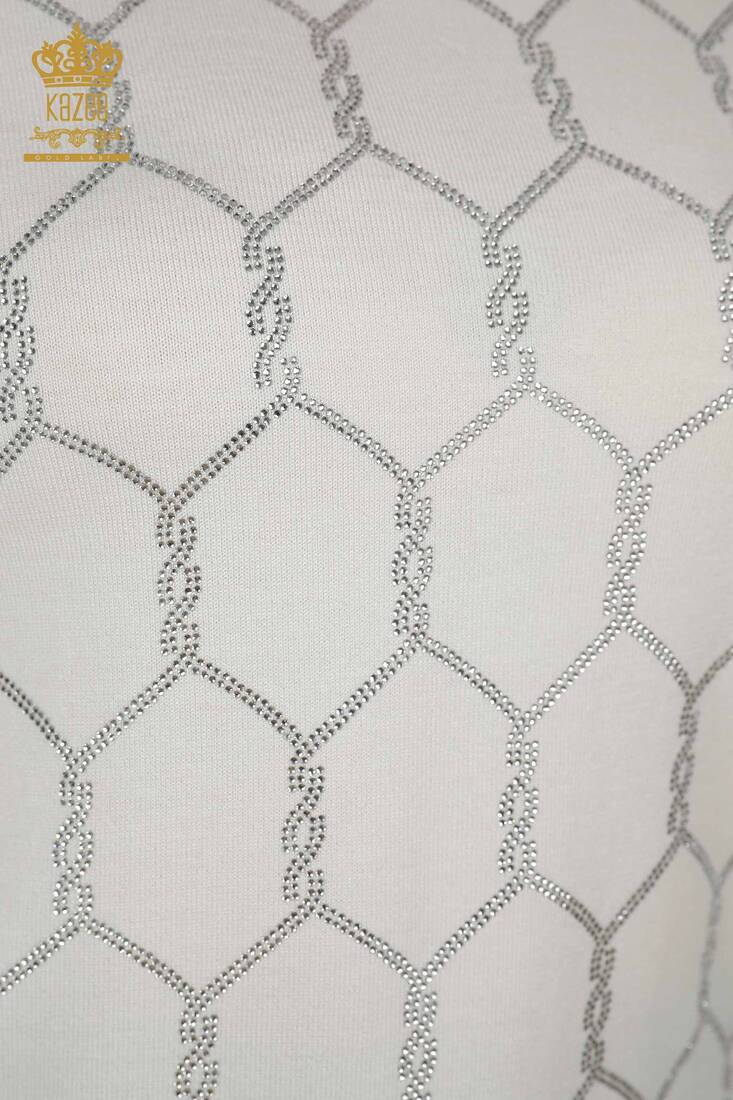 Kadın Triko Taş İşlemeli Ekru - 30317 | KAZEE Kadın Triko Taş İşlemeli Ekru - 30317 | KAZEE