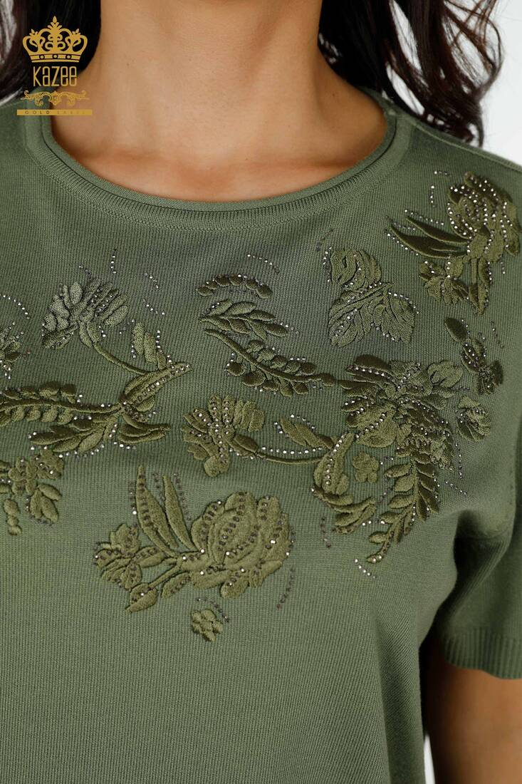 Kadın Triko Taş İşlemeli Haki - 16849 | KAZEE Kadın Triko Taş İşlemeli Haki - 16849 | KAZEE