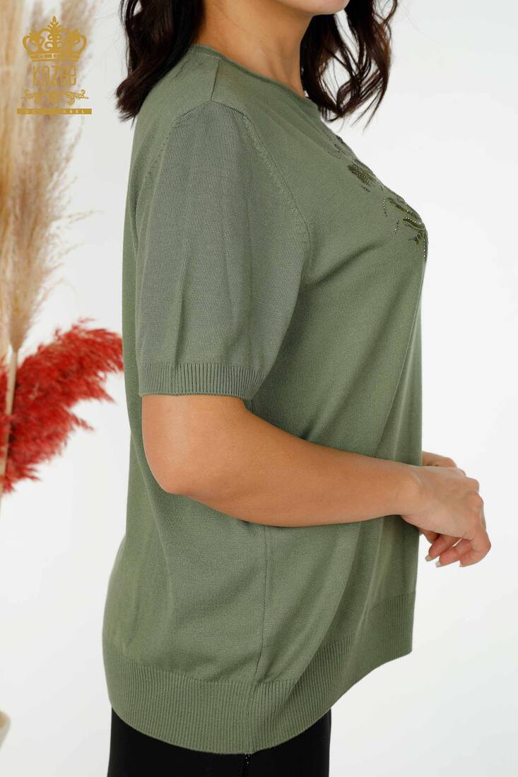 Kadın Triko Taş İşlemeli Haki - 16849 | KAZEE Kadın Triko Taş İşlemeli Haki - 16849 | KAZEE