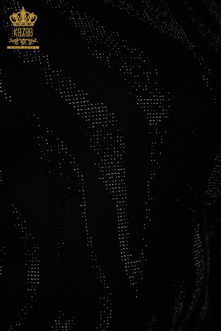 Kadın Triko Taş İşlemeli Siyah - 16728 | KAZEE Kadın Triko Taş İşlemeli Siyah - 16728 | KAZEE