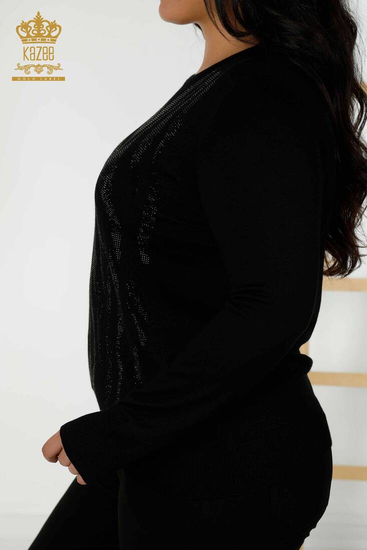 Kadın Triko Taş İşlemeli Siyah - 16728 | KAZEE Kadın Triko Taş İşlemeli Siyah - 16728 | KAZEE
