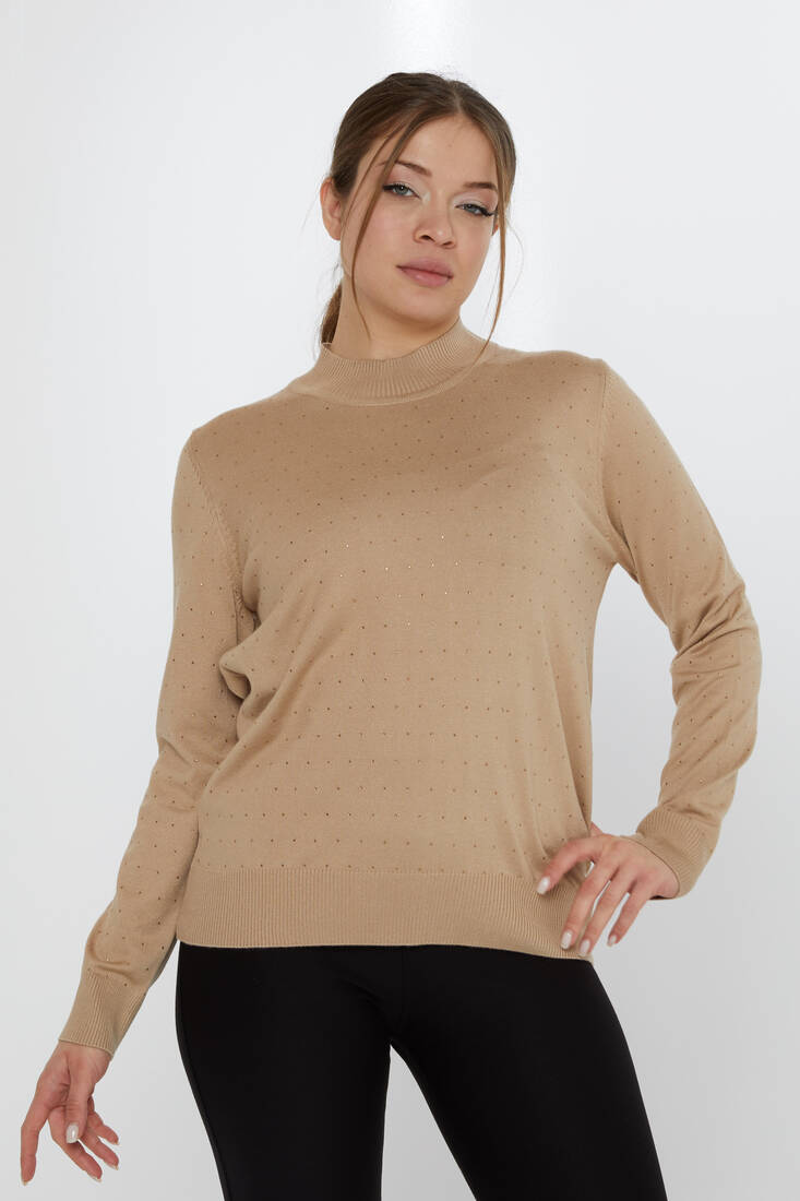 KAZEE - Kadın Triko Taşlı Bej - 31513 | KAZEE
