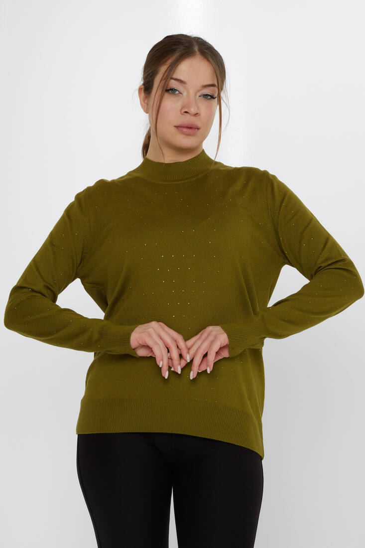 KAZEE - Kadın Triko Taşlı Koyu Yeşil - 31513 | KAZEE