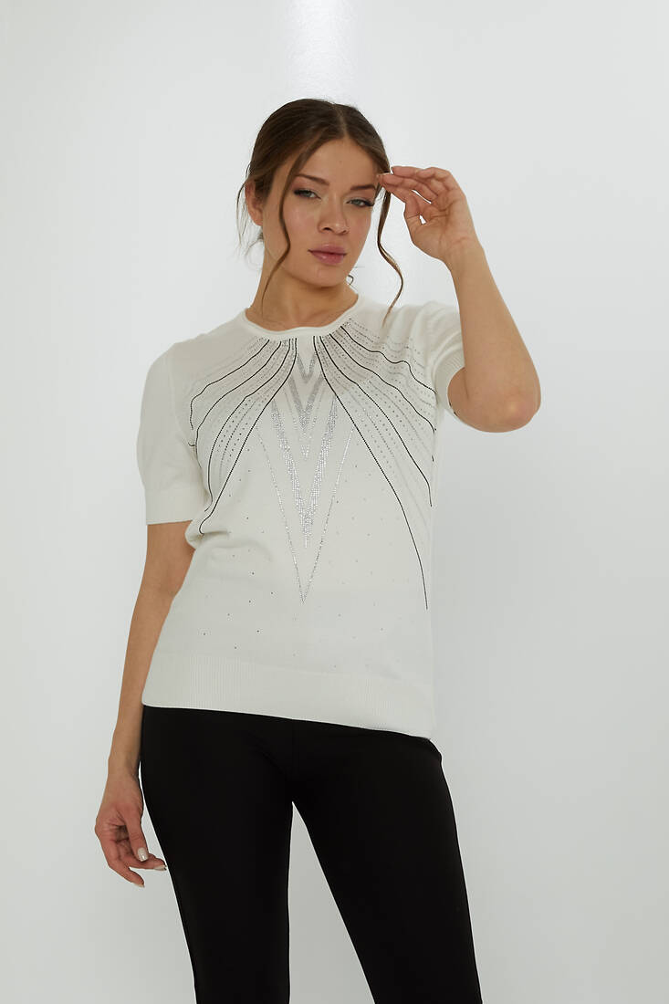 Kazee - Kadın Triko Taşlı Ekru - 31726 | KAZEE Kazee - Kadın Triko Taşlı Ekru - 31726 | KAZEE