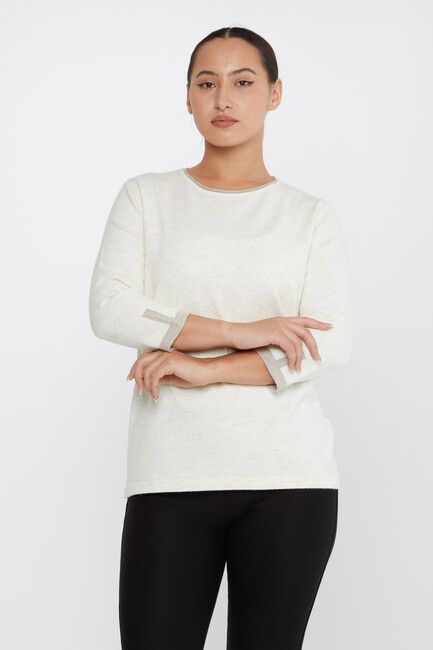 Kazee - Kadın Triko Uzun Kollu Sim Detaylı Ekru - 31605 | KAZEE Kazee - Kadın Triko Uzun Kollu Sim Detaylı Ekru - 31605 | KAZEE