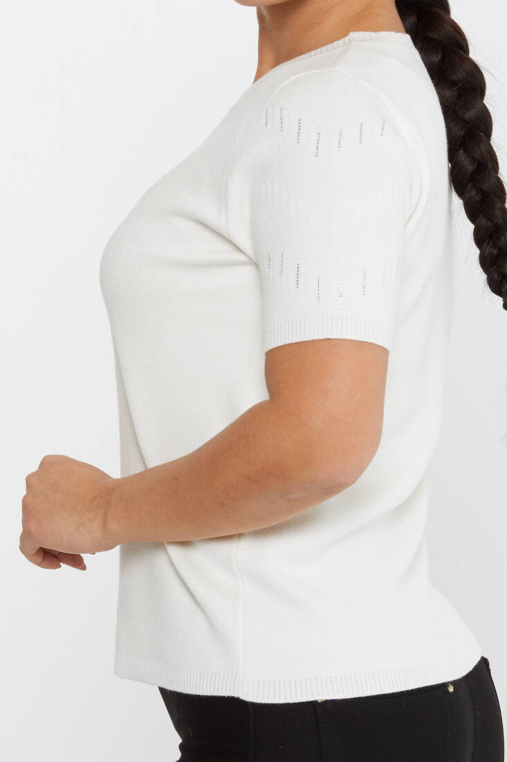 Kadın Triko Uzun Kollu Taş Detaylı Ekru - 31608 | KAZEE Kadın Triko Uzun Kollu Taş Detaylı Ekru - 31608 | KAZEE