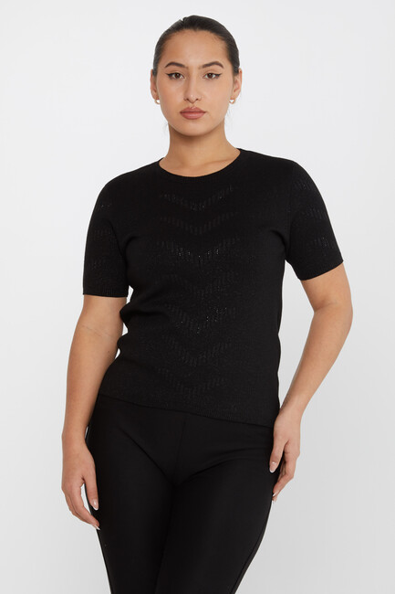 Kazee - Kadın Triko Uzun Kollu Taş Detaylı Siyah - 31608 | KAZEE Kazee - Kadın Triko Uzun Kollu Taş Detaylı Siyah - 31608 | KAZEE