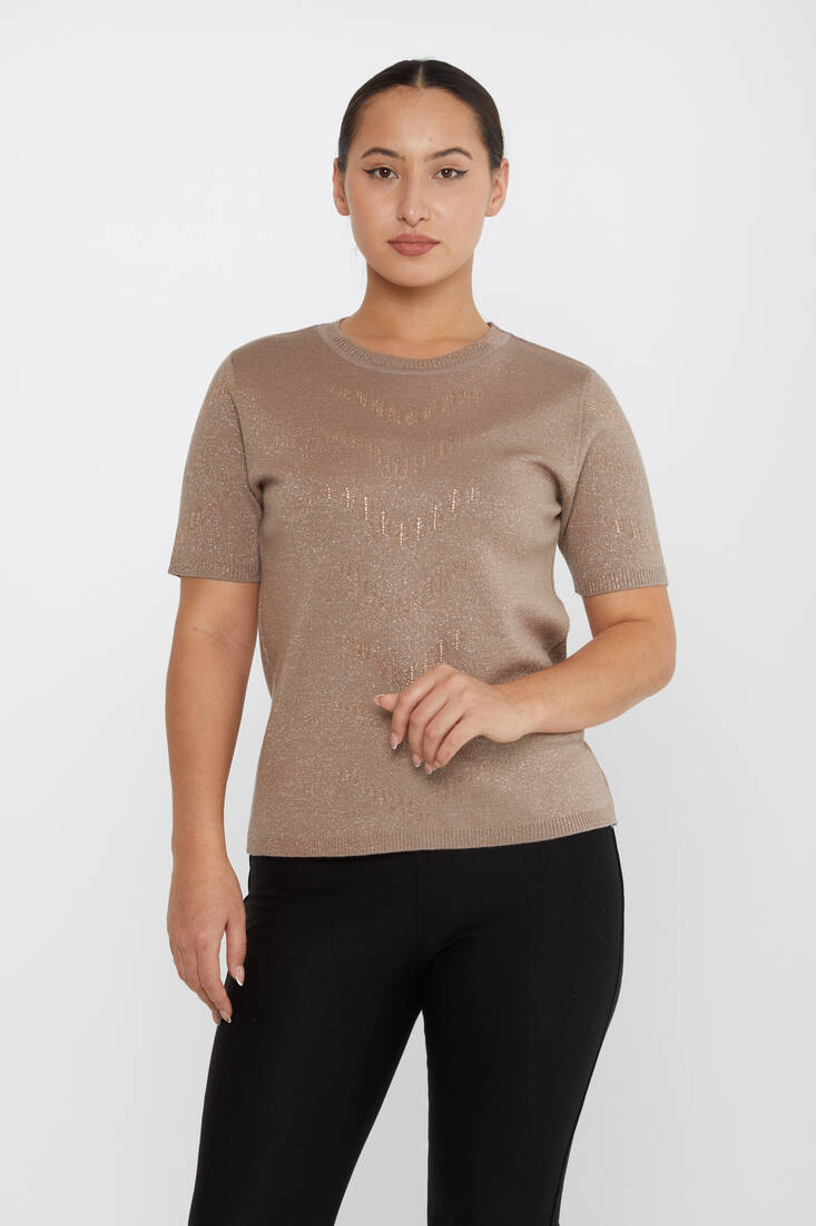 Kazee - Kadın Triko Uzun Kollu Taş Detaylı Vizon - 31608 | KAZEE Kazee - Kadın Triko Uzun Kollu Taş Detaylı Vizon - 31608 | KAZEE