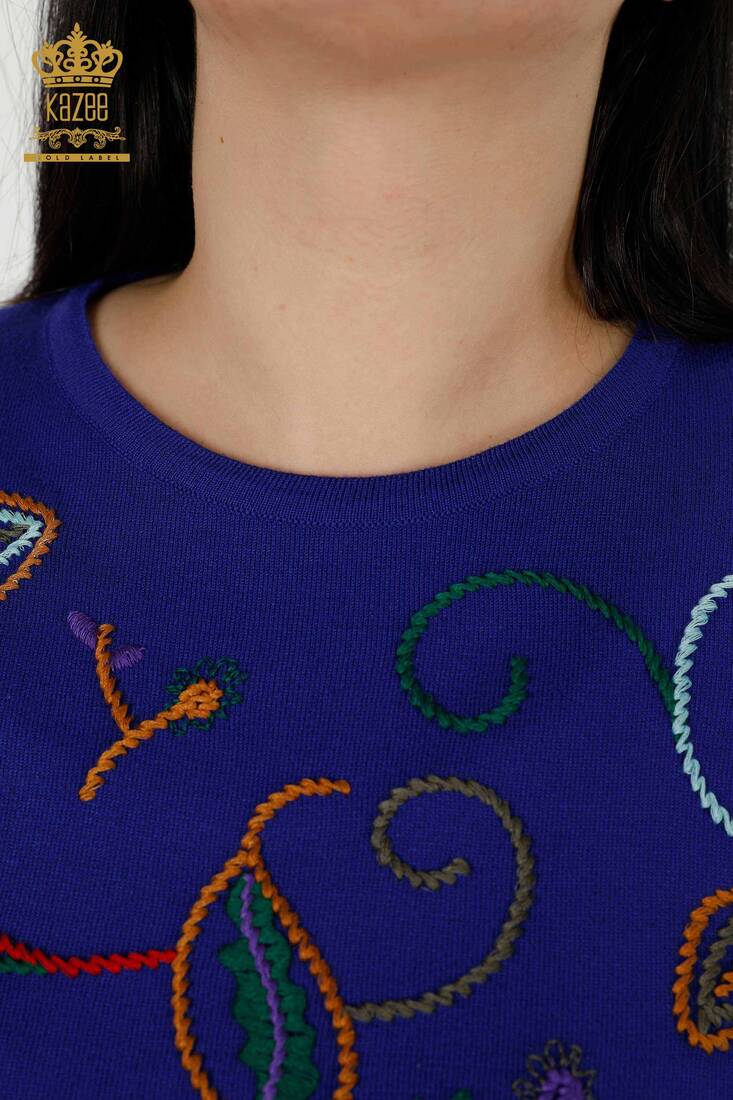 Kadın Triko Yaprak Desenli Saks - 30124 | KAZEE