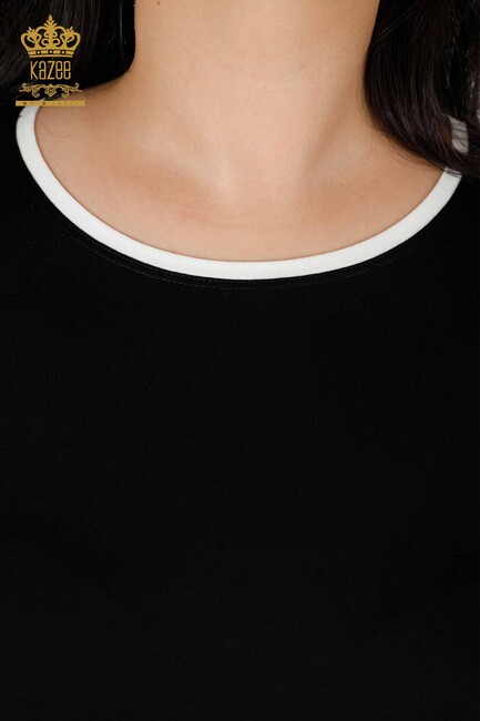 Kadın Tunik Taş İşlemeli Siyah-Ekru - 77730 | KAZEE - Thumbnail